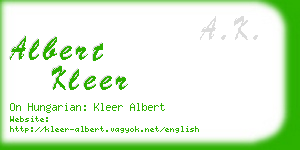 albert kleer business card